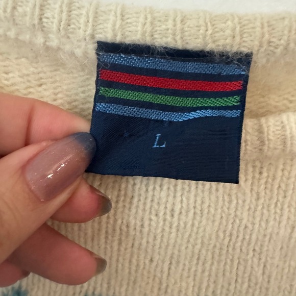 Vtg 80s Mohair Wool Icicle Knit Sweater Turquoise Ice Cream Maximalist Large Fun - Picture 6 of 11